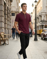 Zip Plain Polo T-Shirt